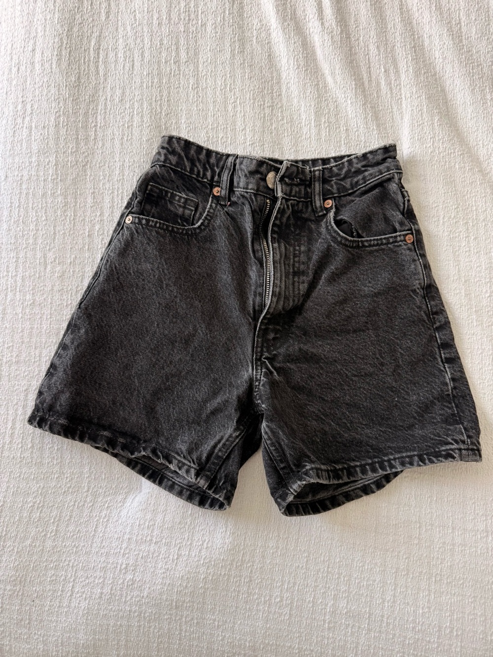 Zara Vintage Black Washed Denim Shorts